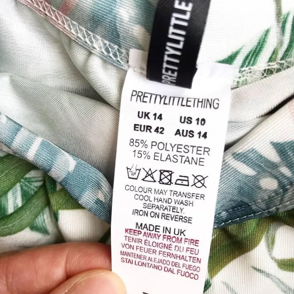 Pretty little thing pale khaki leafy swim top 10 - Picture 8 of 10